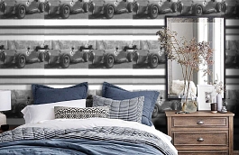 Обои Studio C Charcoal фото в интерьере спальни превью