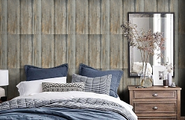 Обои Timber Driftwood TI04 фото в интерьере спальни превью