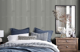 Обои Trianon Charcoal TR01 фото в интерьере спальни превью