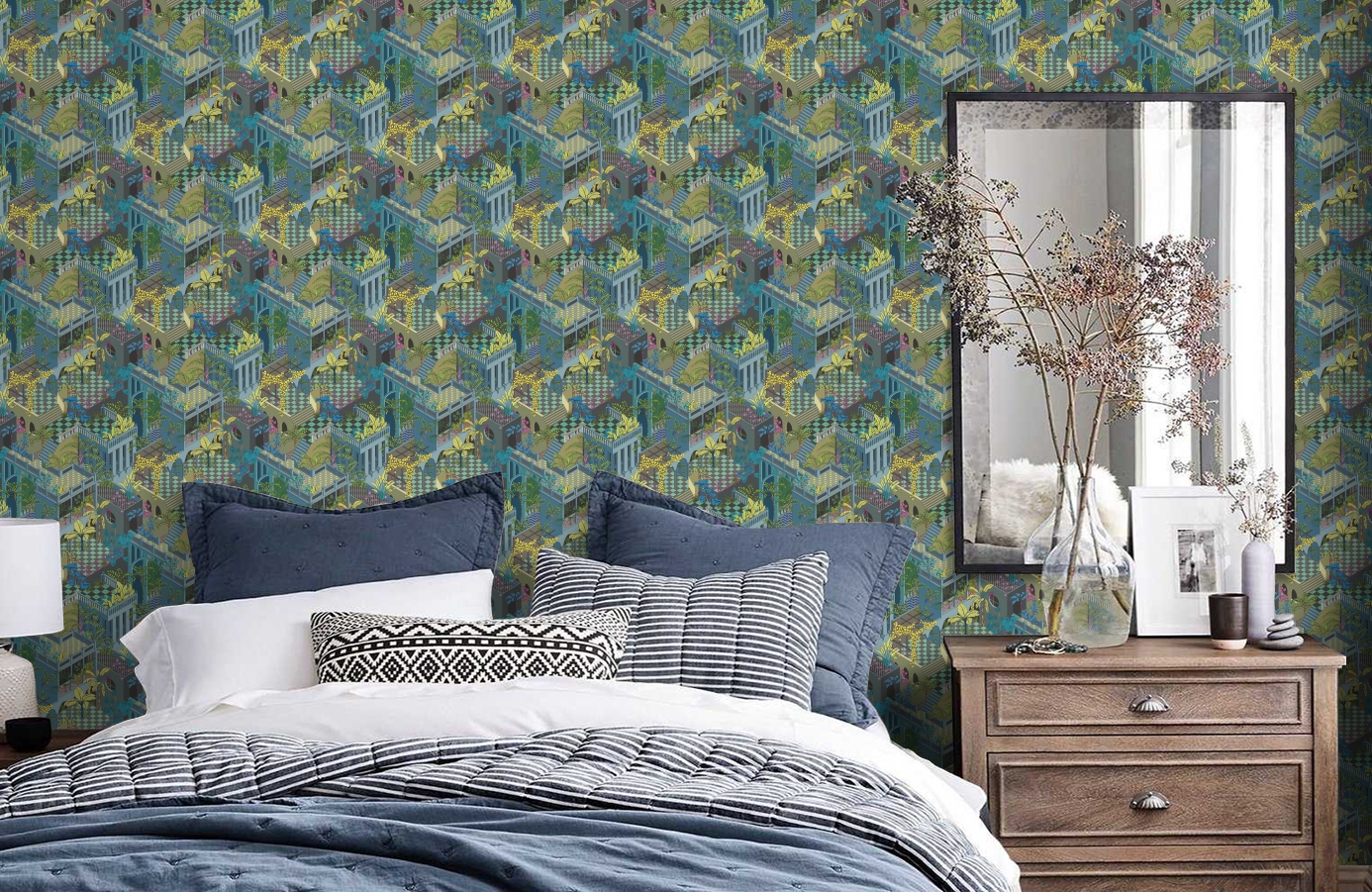 Обои 105-4018 фото в интерьере спальни