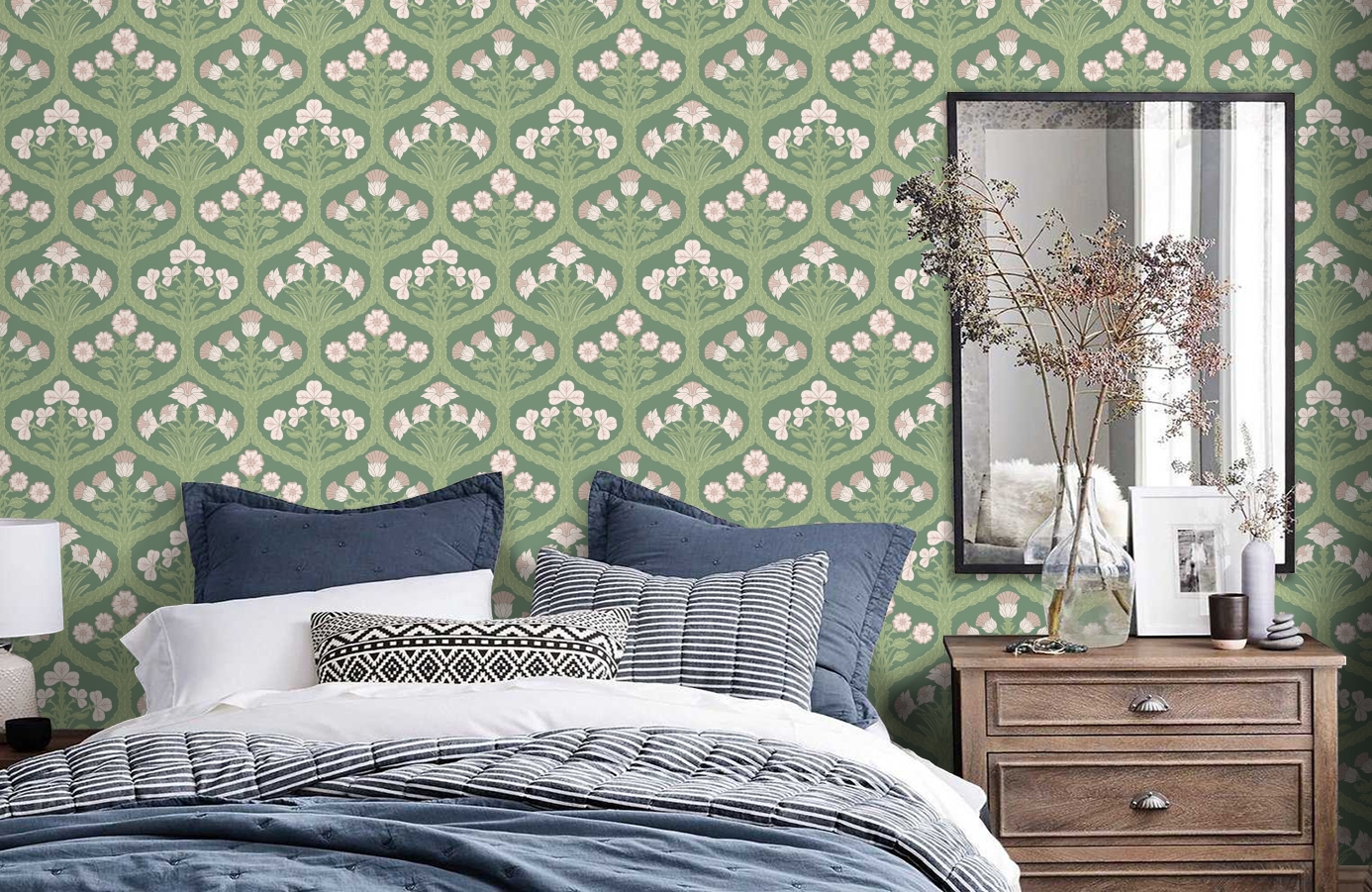 Обои 95-7044 фото в интерьере спальни