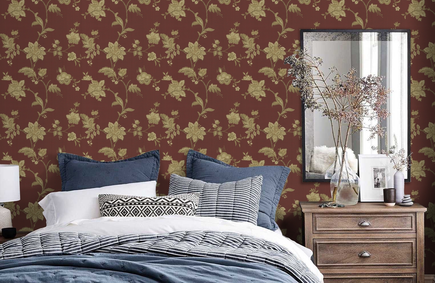 Обои CCE130011 фото в интерьере спальни