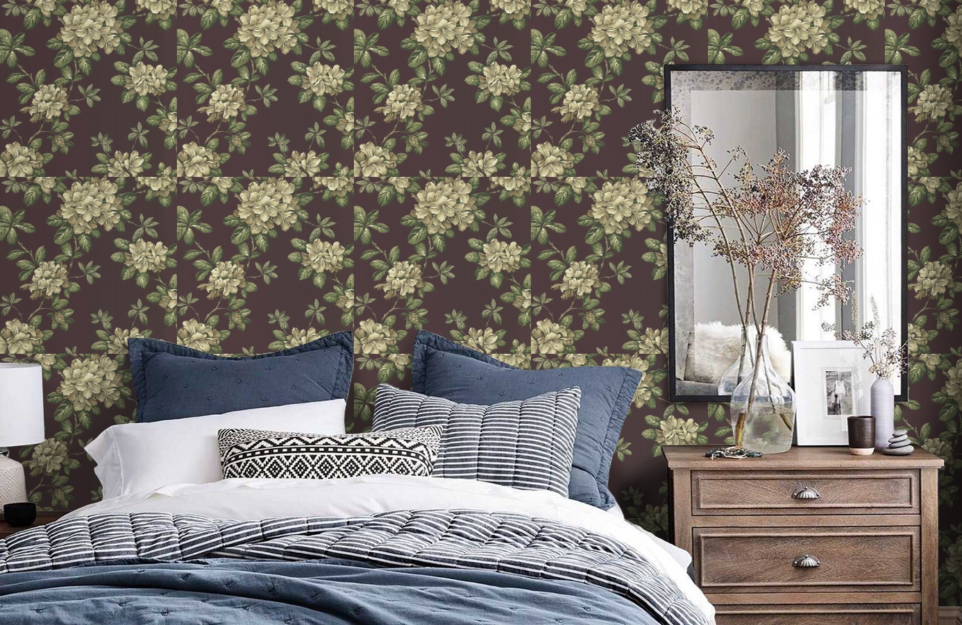 Обои CCE130076 фото в интерьере спальни