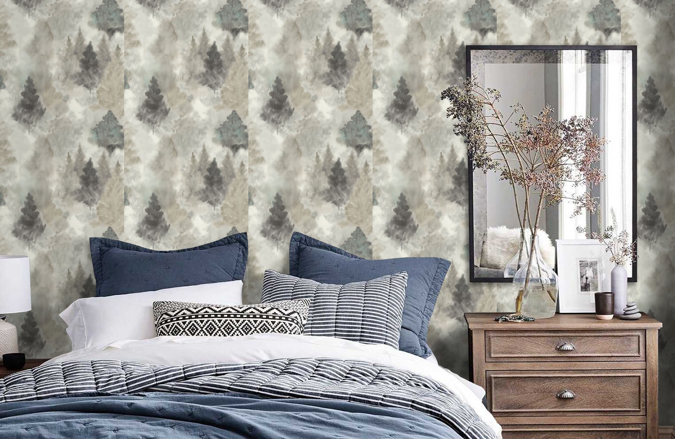 Обои AH41200 фото в интерьере спальни