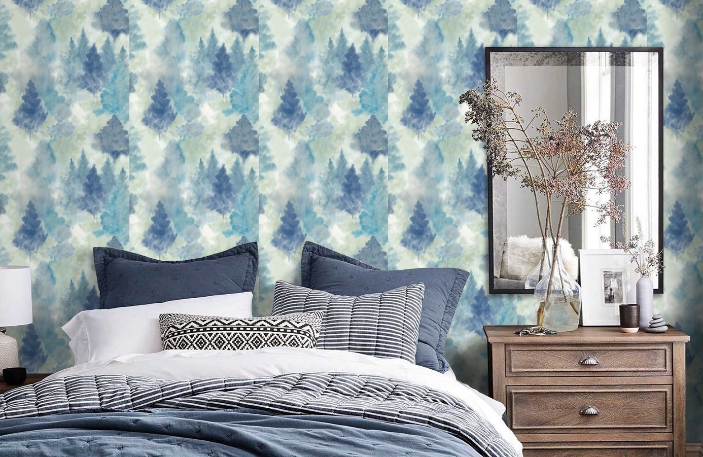 Обои AH41202 фото в интерьере спальни