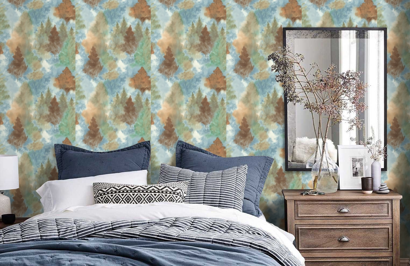 Обои AH41206 фото в интерьере спальни