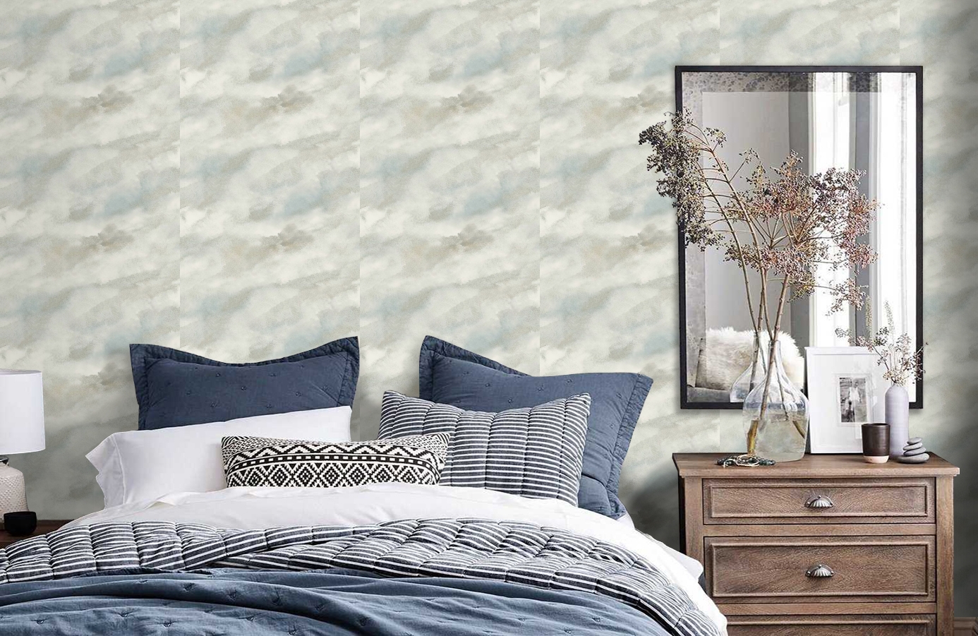 Обои AH41400 фото в интерьере спальни