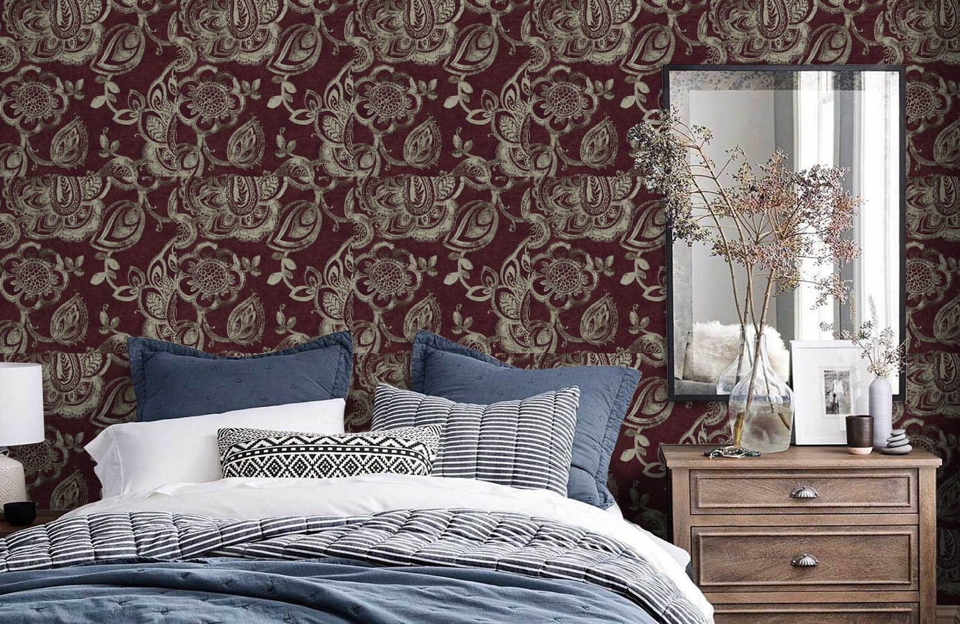 Обои DV40409 фото в интерьере спальни