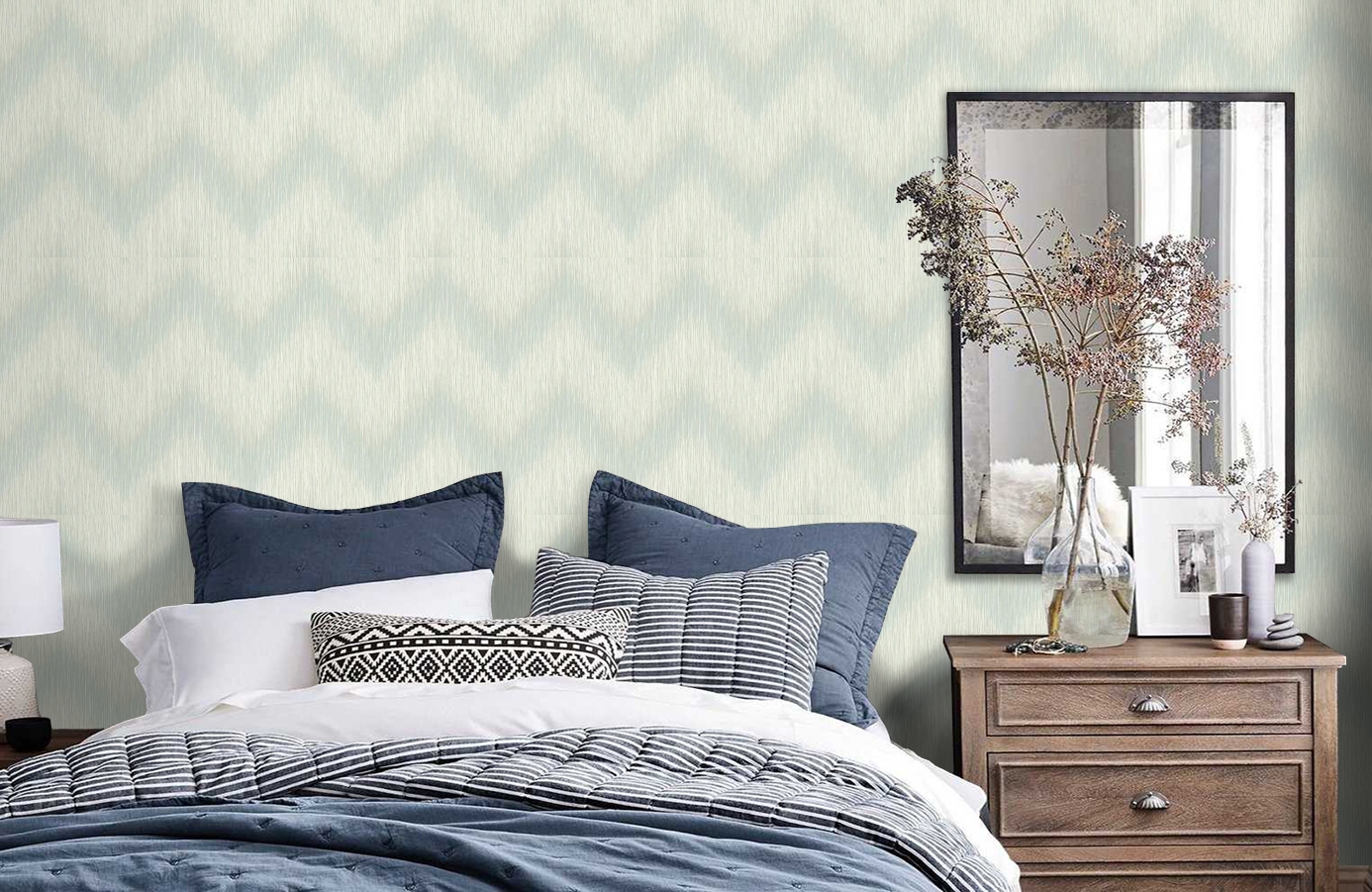 Обои EC51012 фото в интерьере спальни