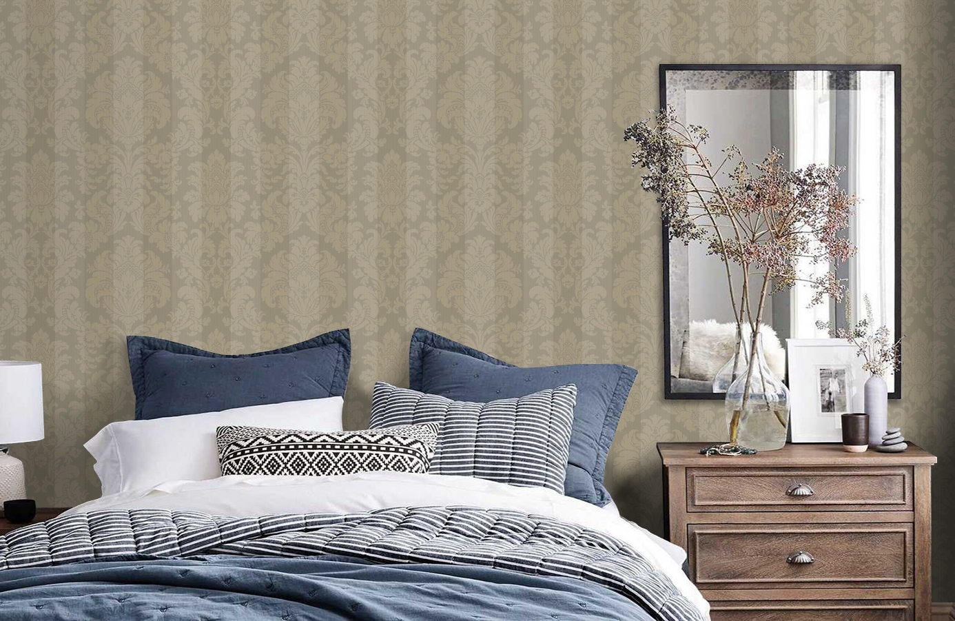 Обои ET41208 фото в интерьере спальни