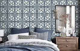 Обои SY42012 фото в интерьере спальни превью