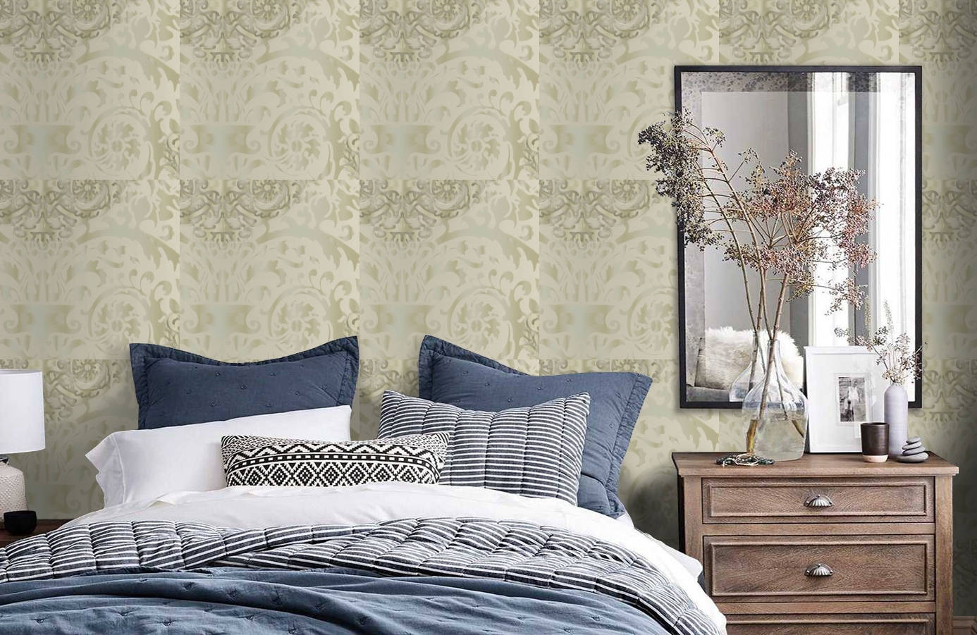 Обои HMY57634 фото в интерьере спальни