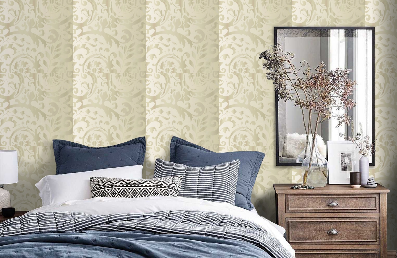 Обои HMY57642 фото в интерьере спальни