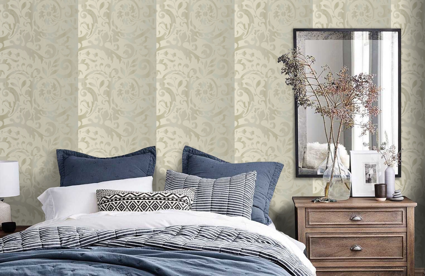 Обои HMY57644 фото в интерьере спальни