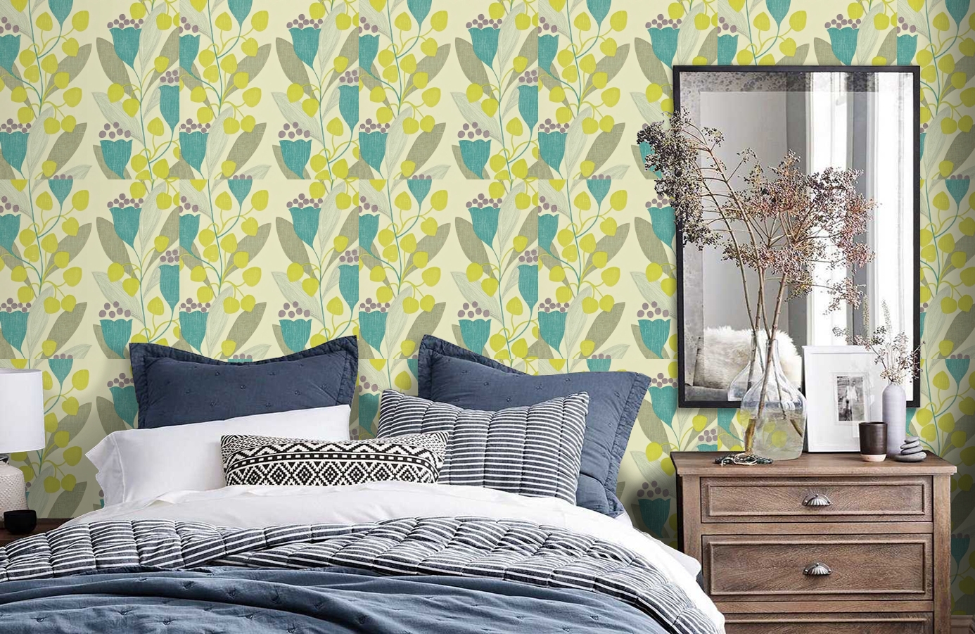 Обои DCFL211651 фото в интерьере спальни