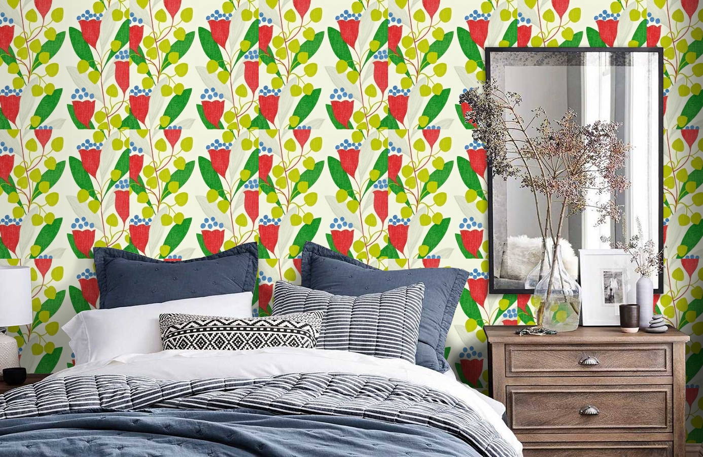 Обои DCFL211655 фото в интерьере спальни