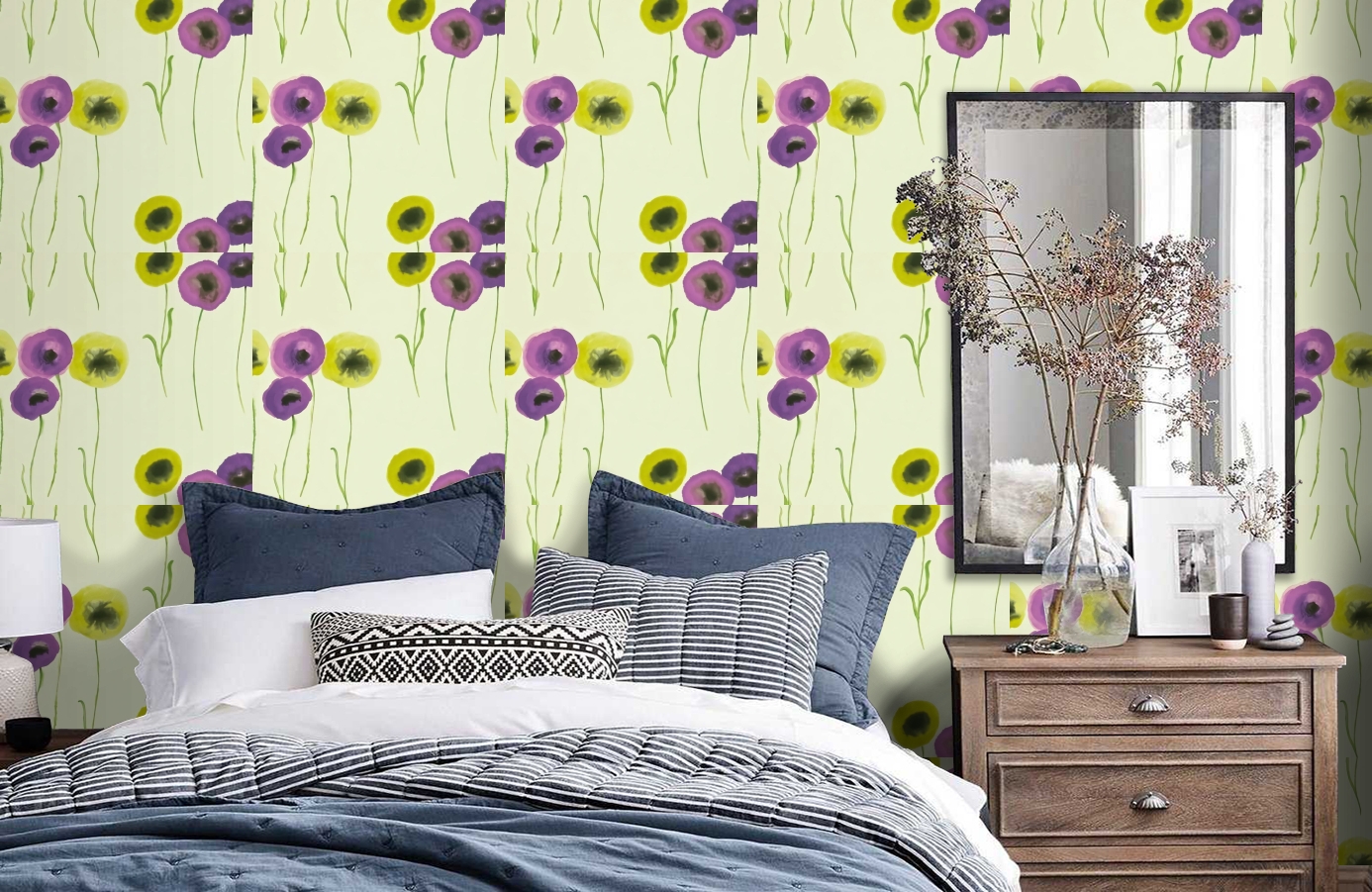 Обои DCFL211665 фото в интерьере спальни