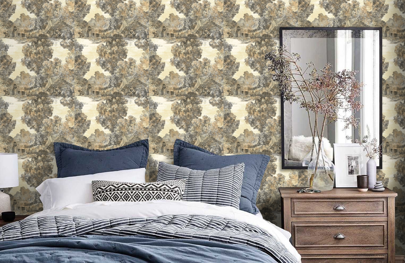 Обои LD81300 фото в интерьере спальни