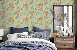 Обои T13003 фото в интерьере спальни превью