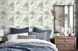 Обои T13006 фото в интерьере спальни превью