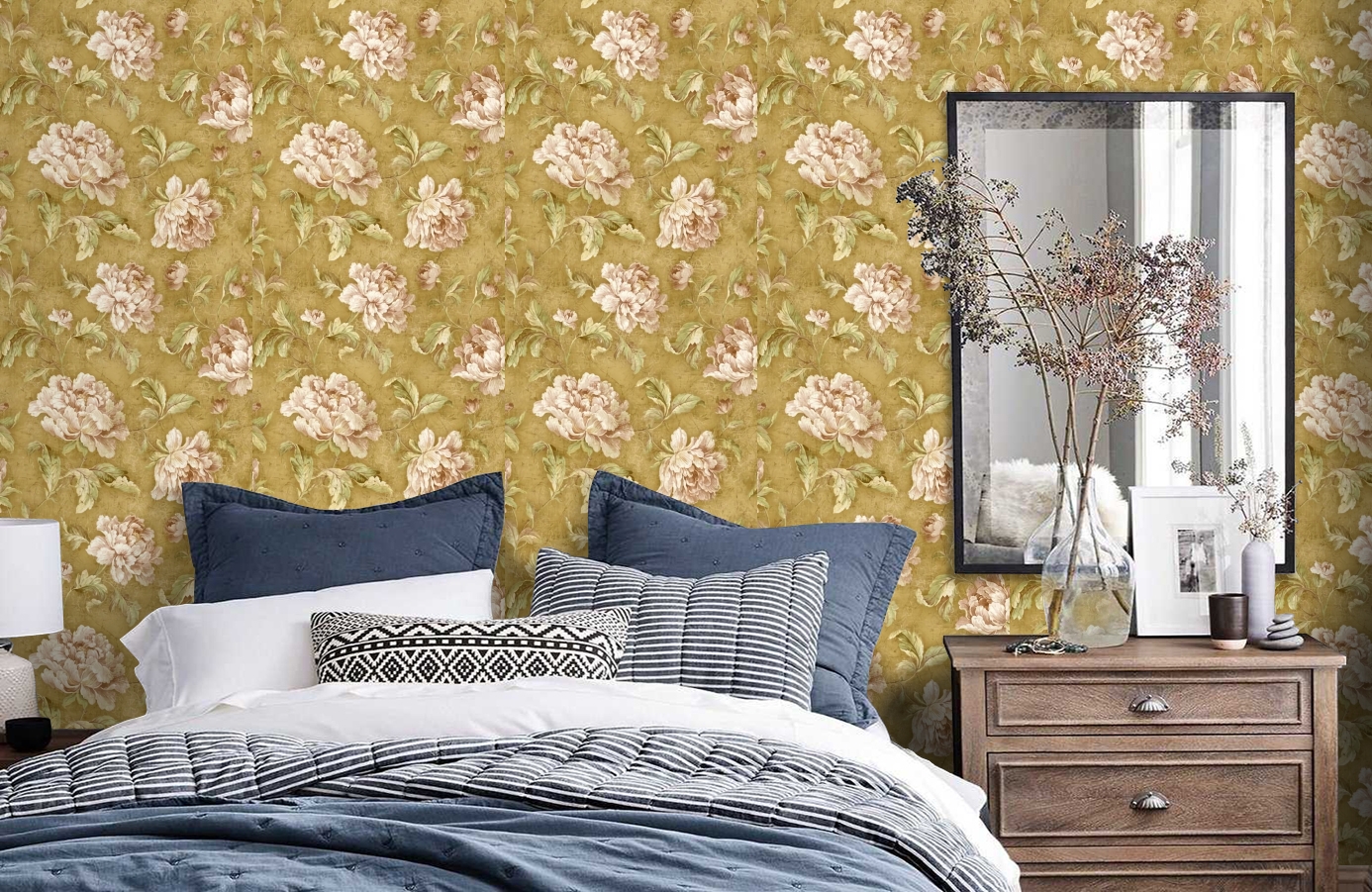 Обои MV70401 фото в интерьере спальни