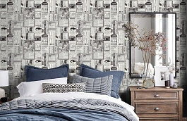 Обои W15 0060 W10 фото в интерьере спальни превью