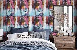 Обои W25.0001.W01 STAMPS W-01 фото в интерьере спальни превью