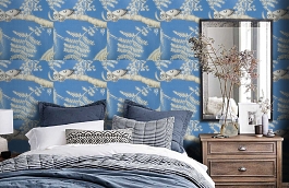 Обои W75.0004.A03 TOILE.39467 фото в интерьере спальни превью