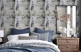 Обои W75.0004.A05 TOILE.39467 фото в интерьере спальни превью