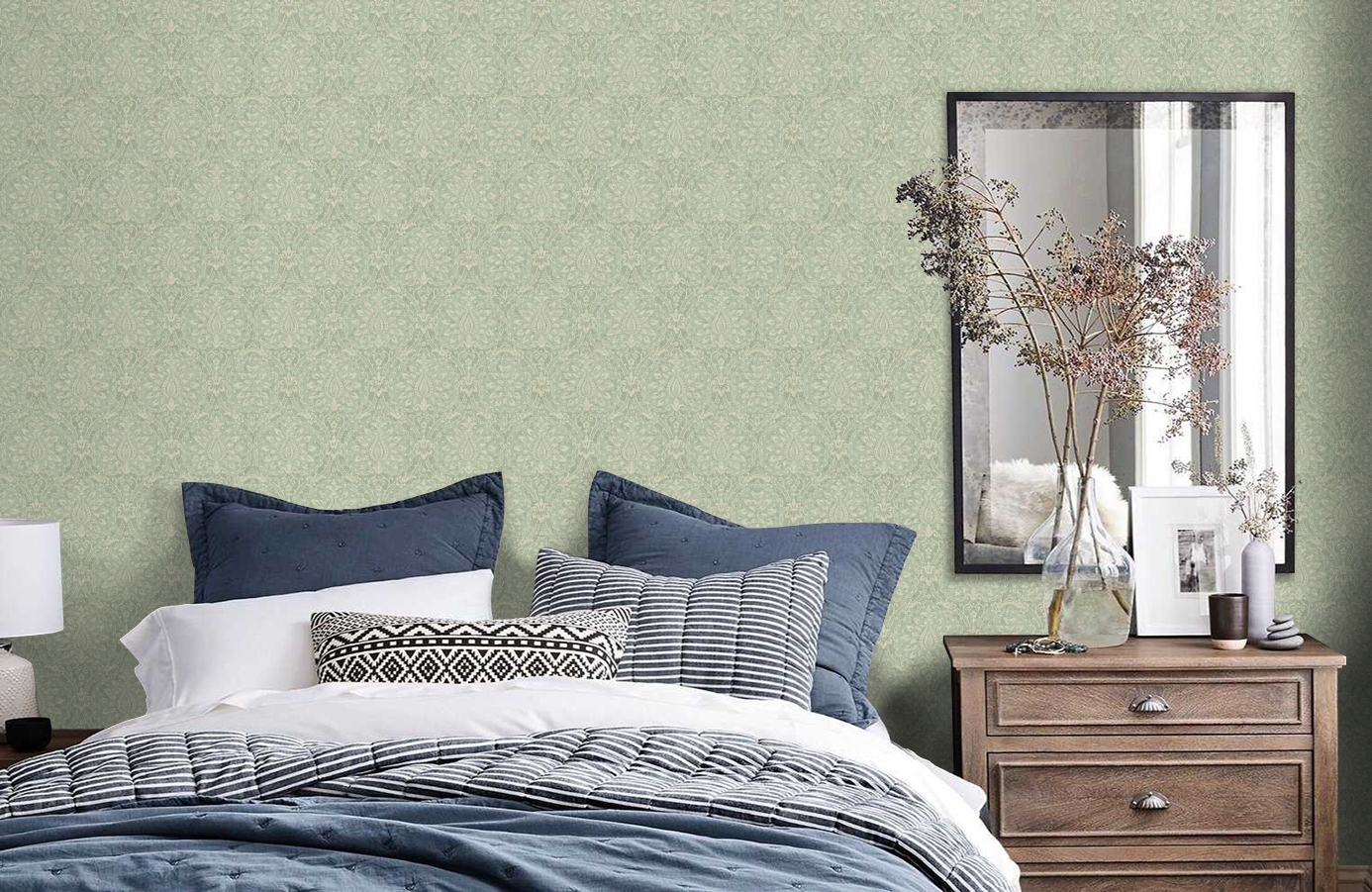 Обои SH5524 фото в интерьере спальни