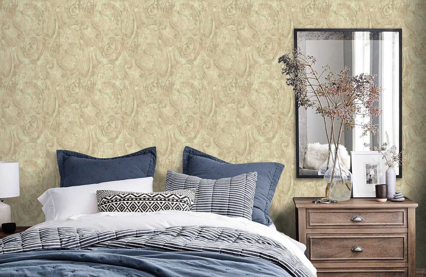 Обои SH5573 фото в интерьере спальни