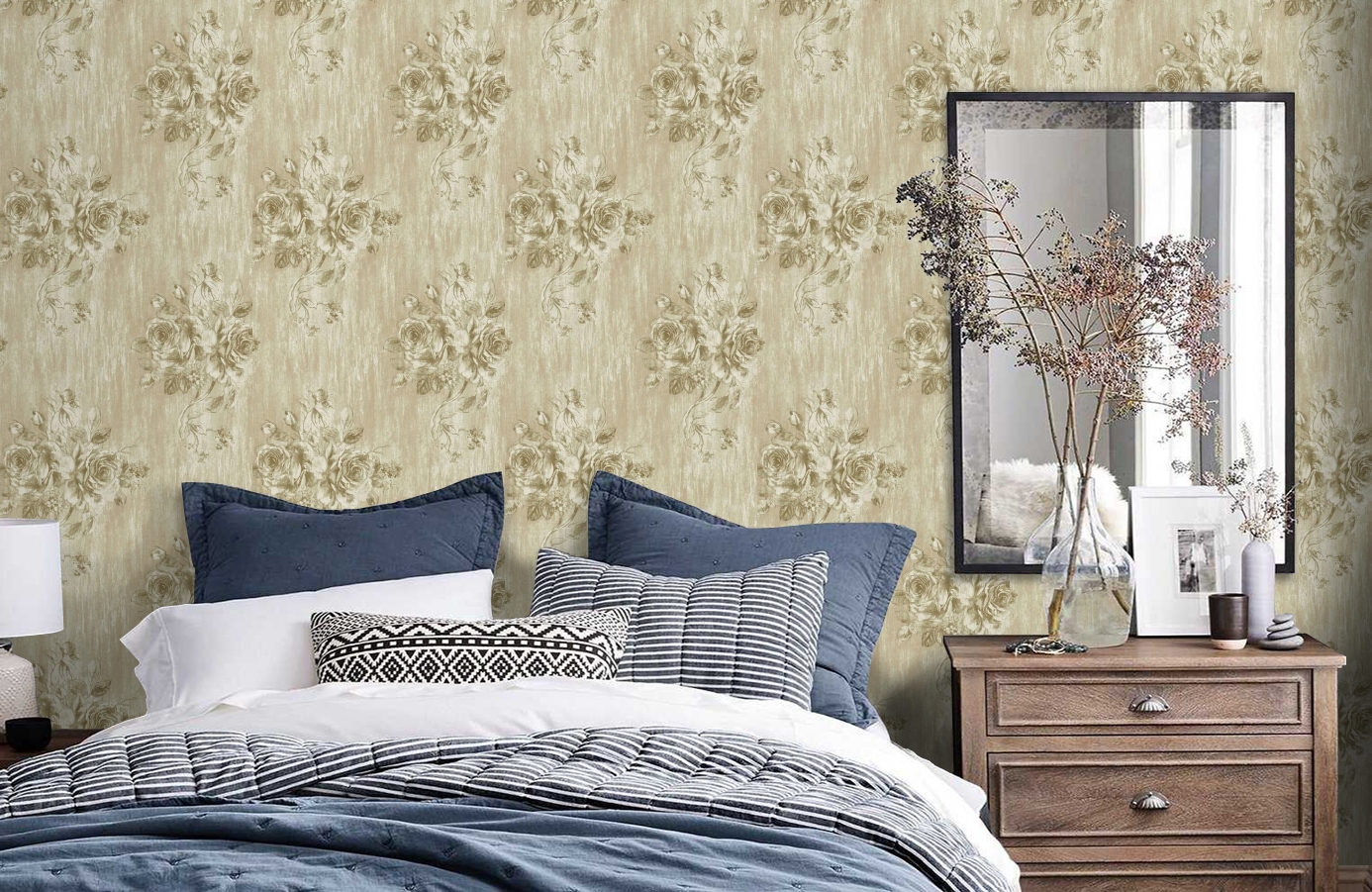 Обои SH5603 фото в интерьере спальни