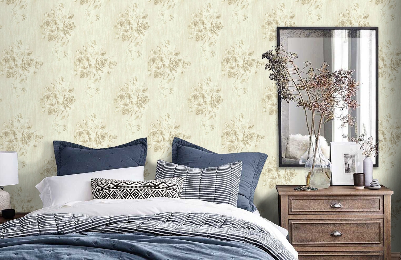 Обои SH5605 фото в интерьере спальни