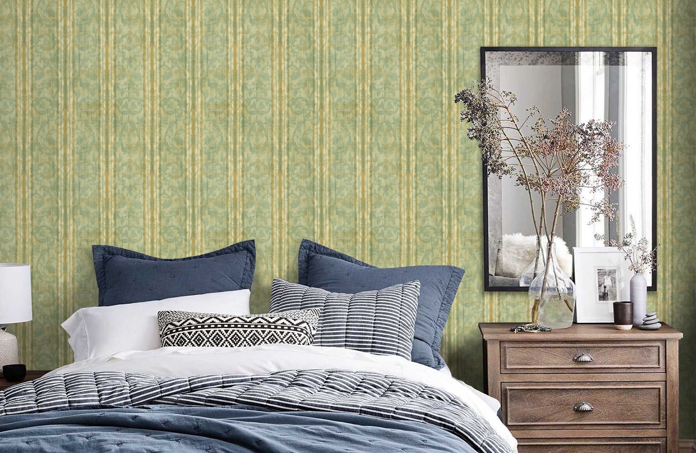 Обои AT30203 фото в интерьере спальни