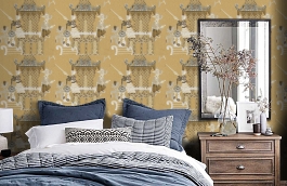 Обои 23007-3 фото в интерьере спальни превью