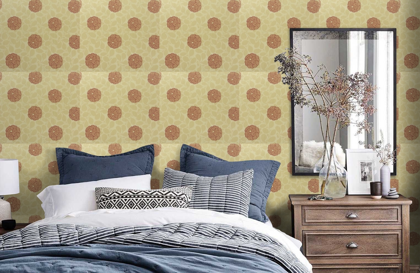 Обои 9700M1 фото в интерьере спальни