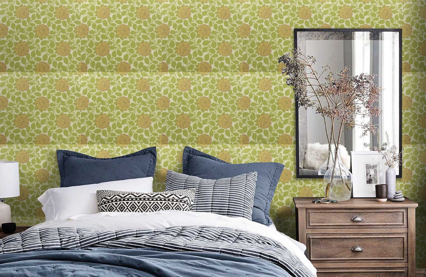 Обои 9700V1 фото в интерьере спальни