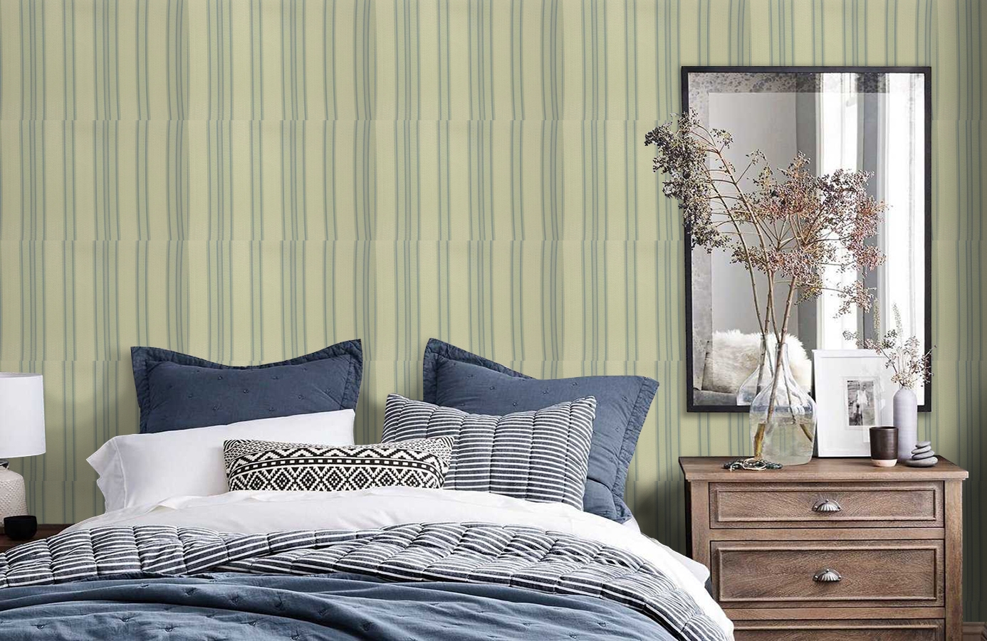 Обои 9710B1 фото в интерьере спальни