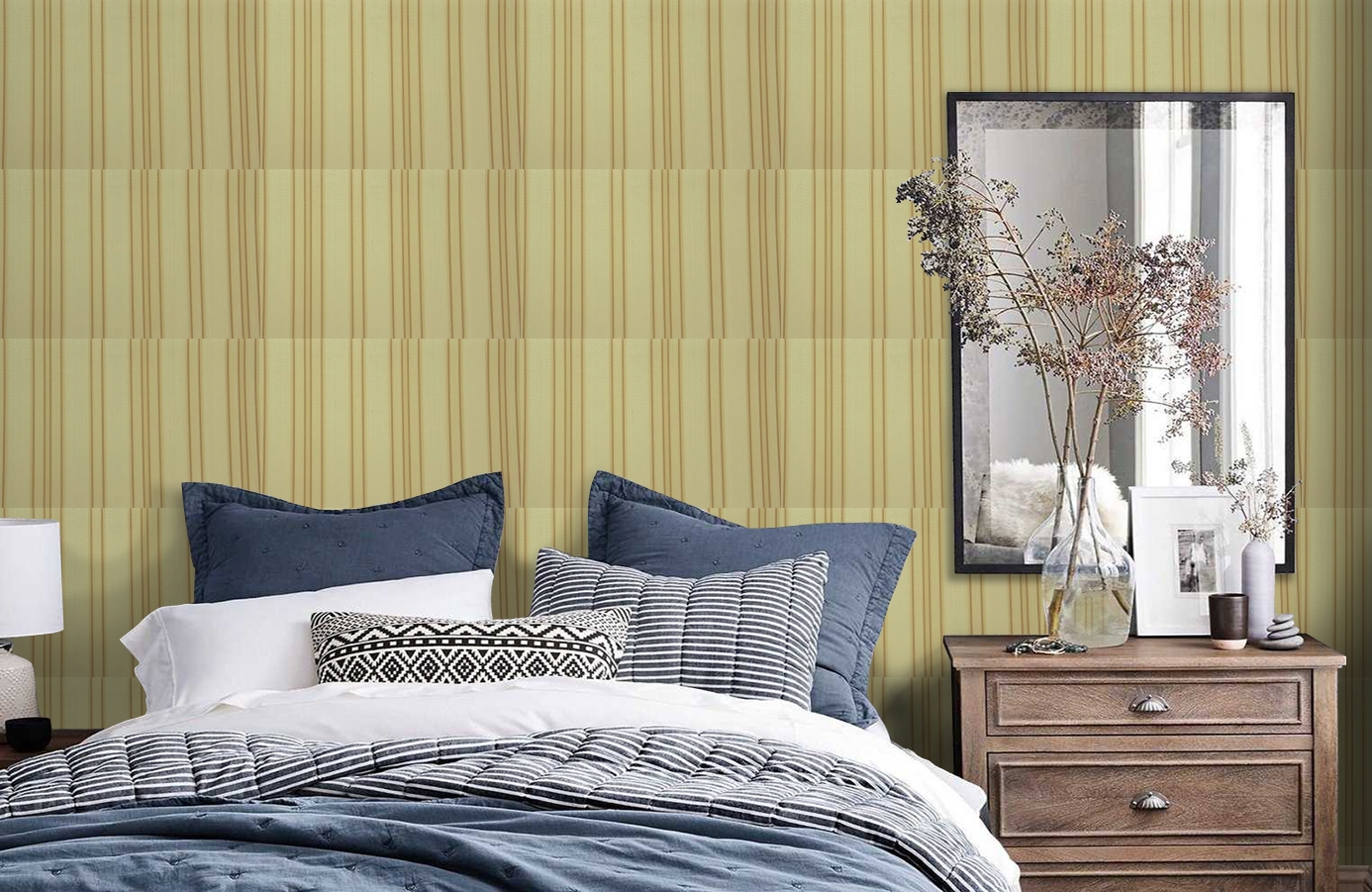 Обои 9710M1 фото в интерьере спальни