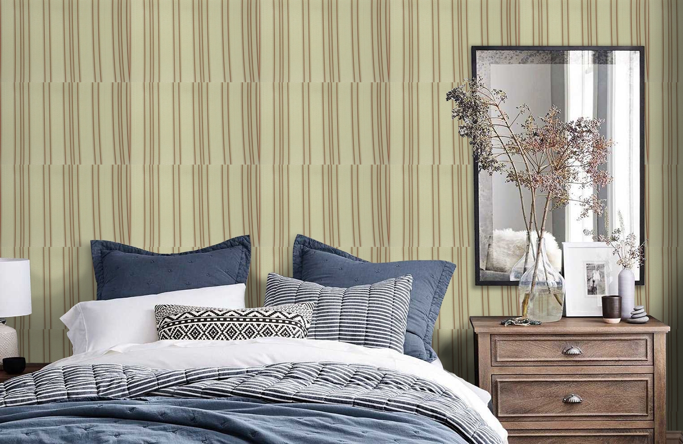 Обои 9710R1 фото в интерьере спальни