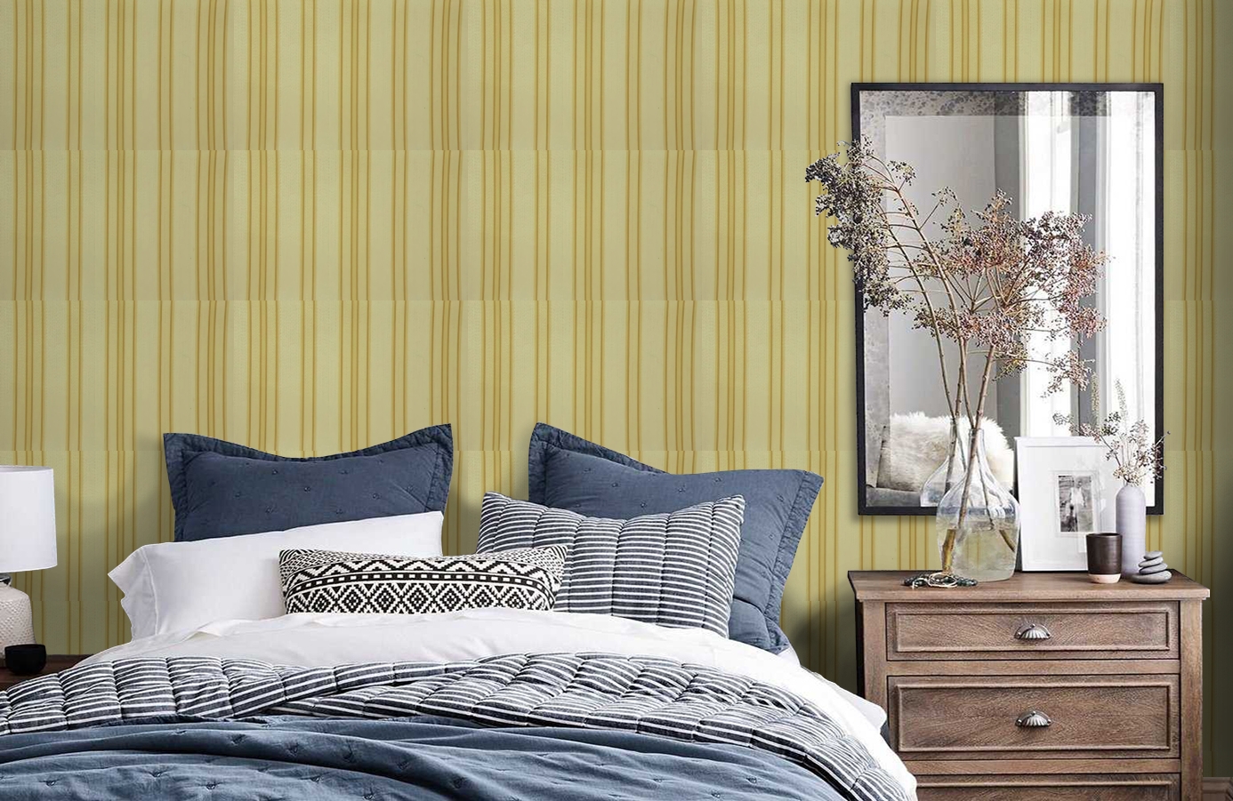 Обои 9710Y1 фото в интерьере спальни