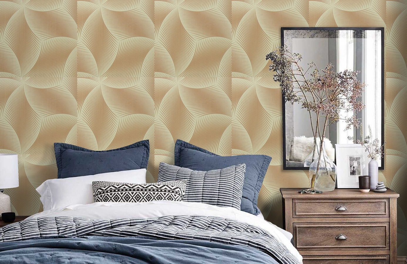 Обои 9750M1 фото в интерьере спальни