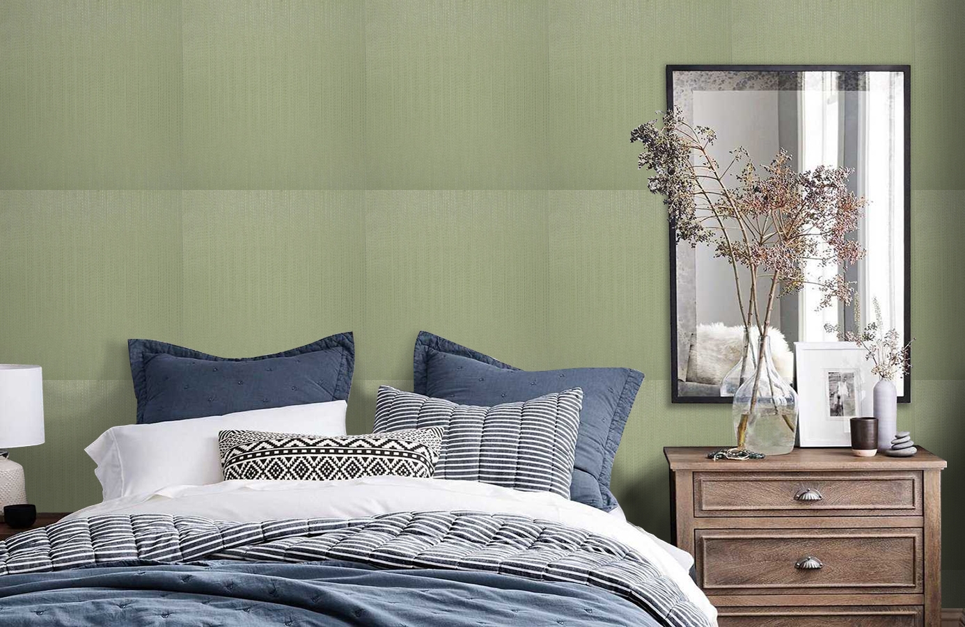 Обои 9760B1 фото в интерьере спальни