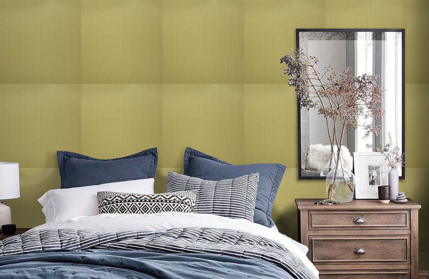 Обои 9760E2 фото в интерьере спальни