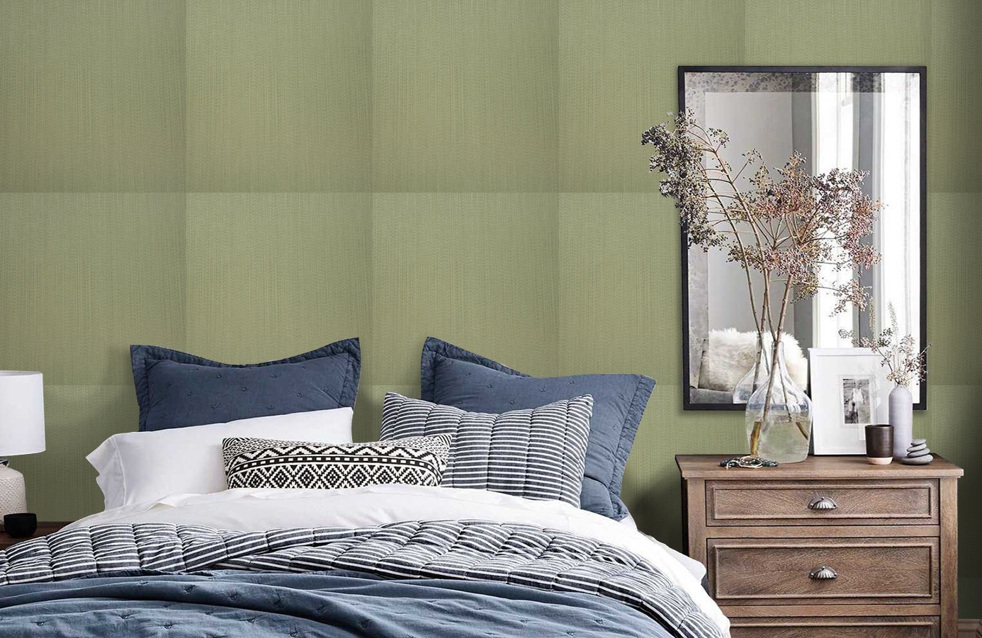 Обои 9760G1 фото в интерьере спальни