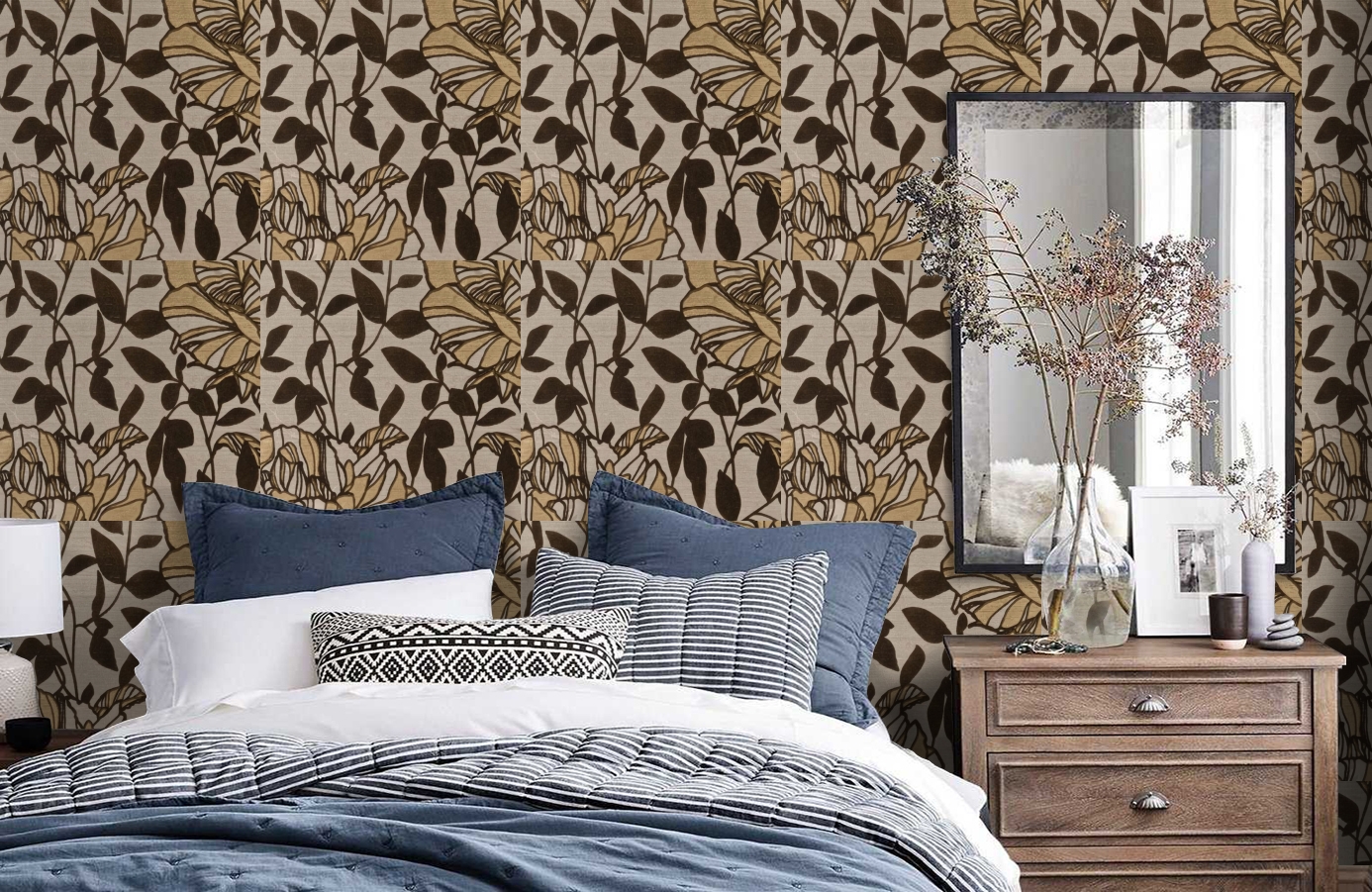 Обои VE165000 фото в интерьере спальни