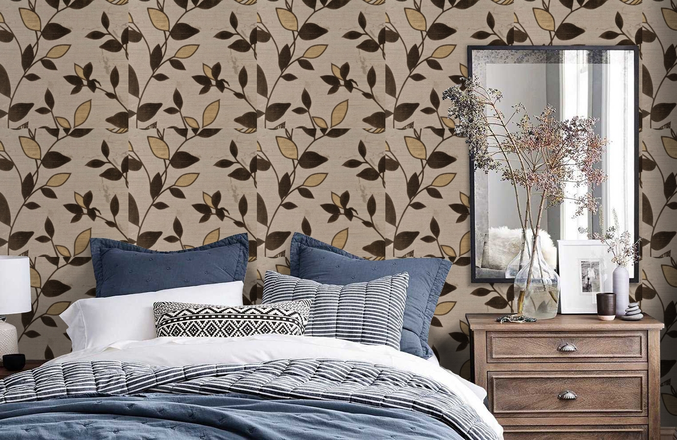 Обои VE165007 фото в интерьере спальни