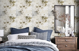 Обои 3 фото в интерьере спальни превью