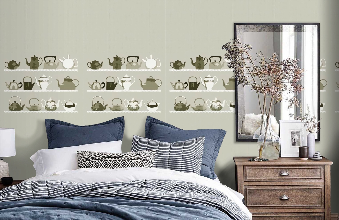 Обои DM217-3 фото в интерьере спальни