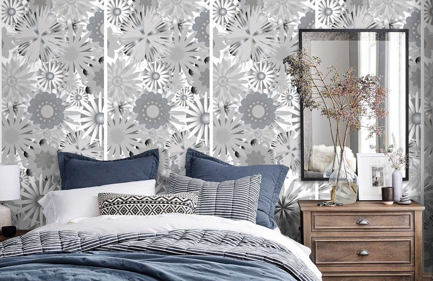 Обои P031201-2 фото в интерьере спальни